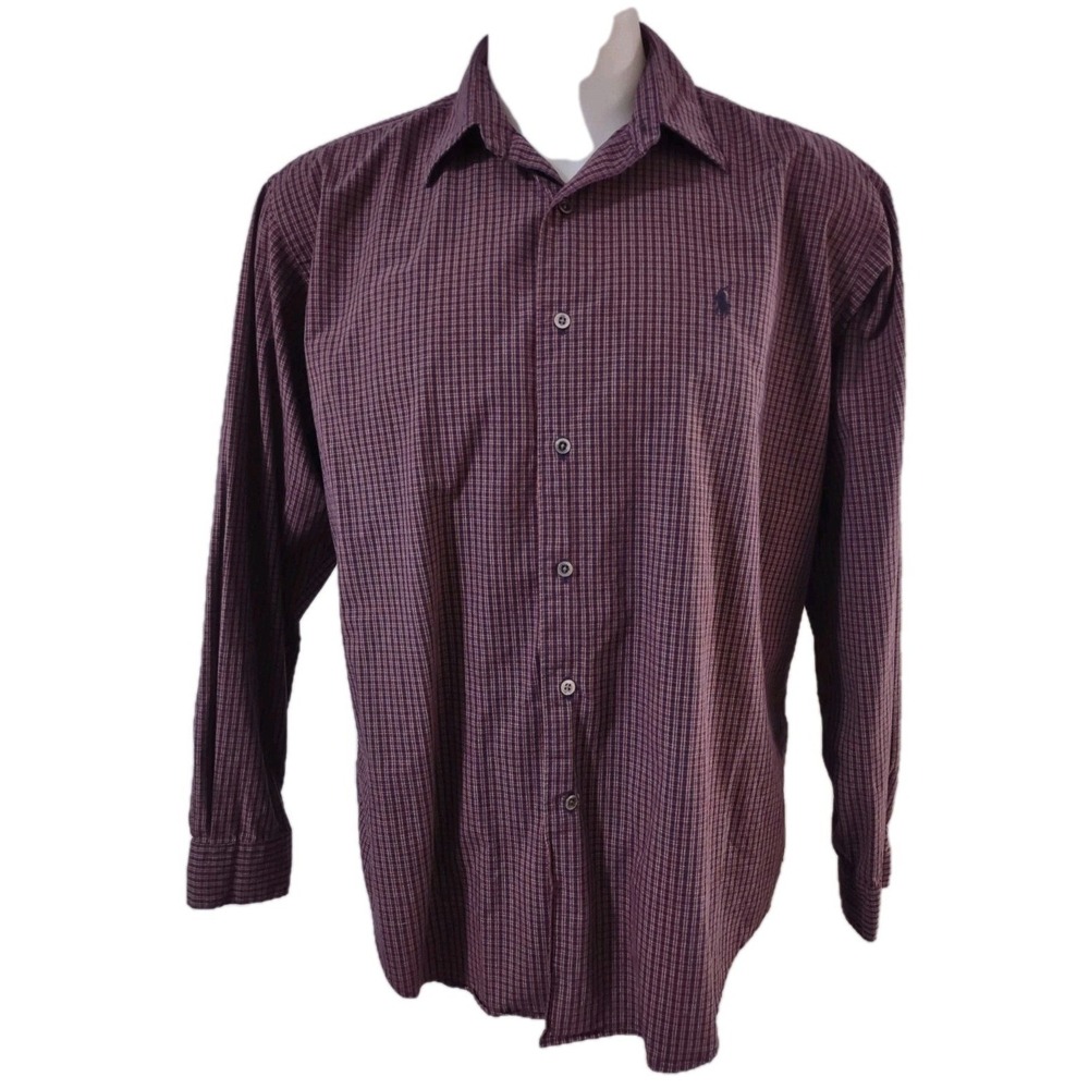 Polo Ralph Lauren Shirt L Mens Marlowe Plaid Multi‎ Retro Streetwear Long Sleeve